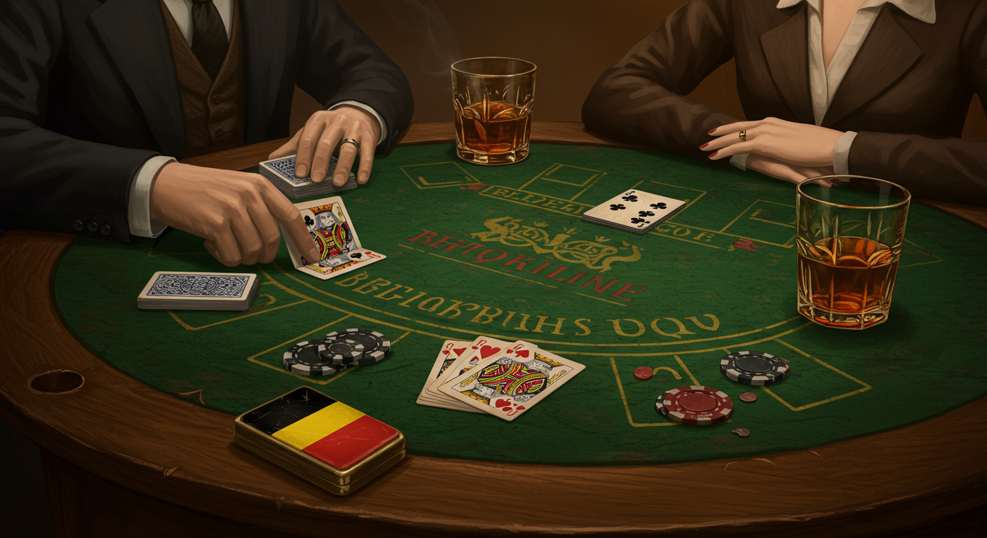 Een sfeervolle afbeelding van een blackjack tafel